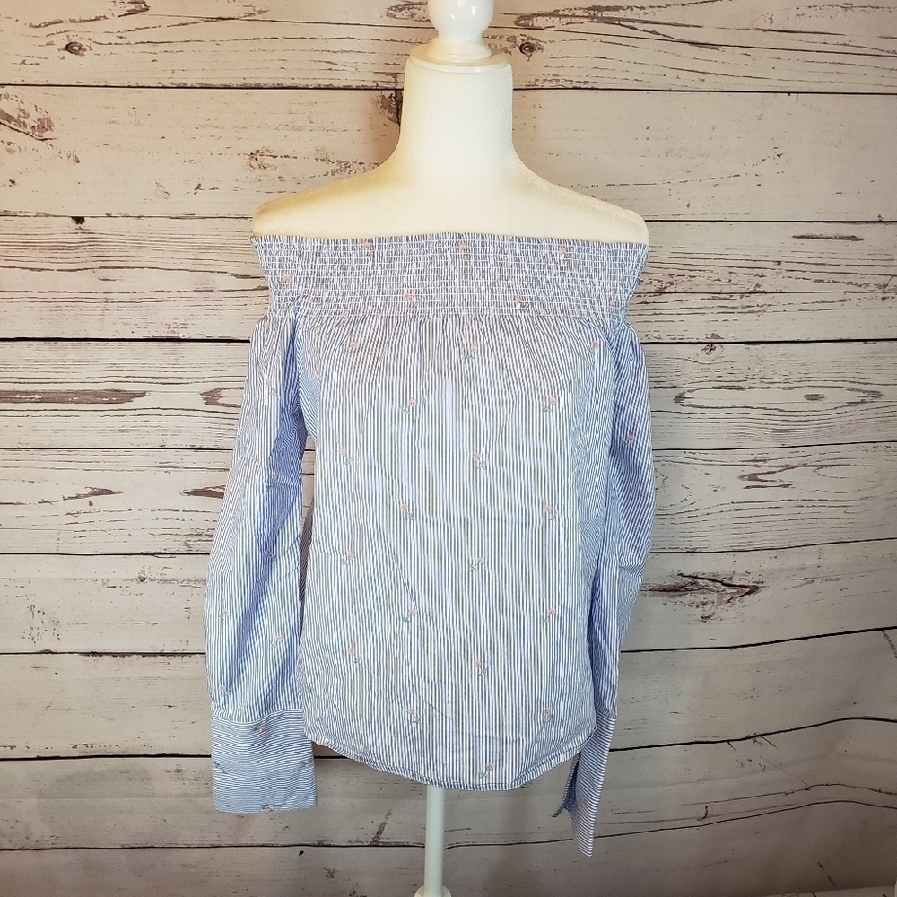 Floral Embroidered Off the Shoulder Top